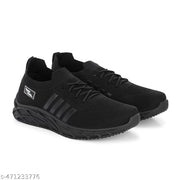TEXOS Black Flyknit Memory Foam Casual Slip-On Sneakers Shoes For Men