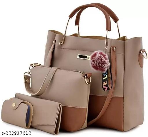 Hercraft Shoulder Pu-Leather Handbags for Women's. Combo Set of 4