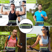 Slim Running Belt for Women and Men, Waterproof Phone Holder for Reflective 2 & 3-Pocket Waist Pack for Storing Runner’s Essentials Safely, 3 Pocket