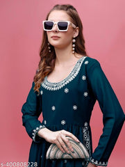 Fabfairy Embroidered A-Line Georgette Kurta
