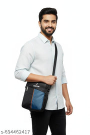 Fashion Tribe unisex cross-body sling bag messenger bag shoulder bag pouch for women (BLACK&TEAL)
