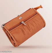 FLIKKER: Casual Women's Attractive Solid Clutch Women's Multi Zip Daily Use Orange Tan Clutches Handbag for Girls Mobile Purse Women
