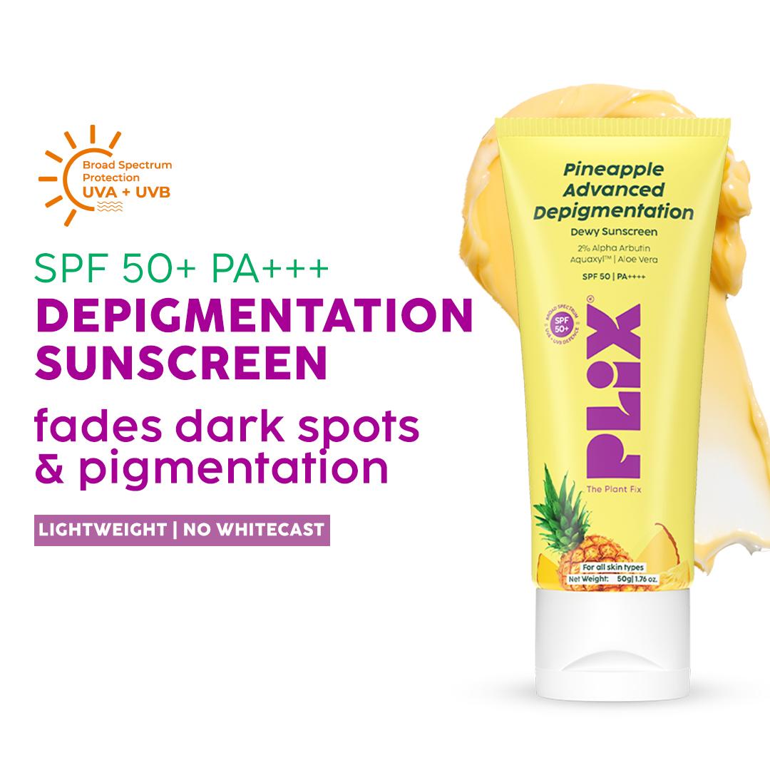 Plix Pineapple Advanced Depigmentation Dewy Sunscreen (SPF 50 PA++++) – 50g