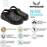 Bersache Extra Soft Classic Casual with  Regular wear with Ultra Soft & Flexibility Technology Clogs for Men's & Boy's-  (6094-Black)