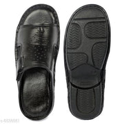 Gwal G Genuine Leather Comfortable slippers Black for men's
