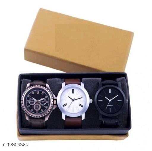Multicolor (Pack of 3) Leather Analog Watch for Men