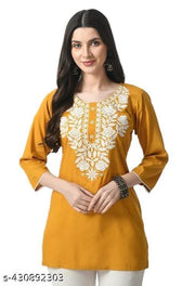 Women Chikan Embroidery A-line Kurta,stylish embroidery kurti,Women's Embroidered Kurti,New ChikanKari Kurti,Printed embroidery Kurtis