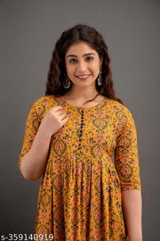 Women Rayon Printed Saumya Long Anarkali Kurtis