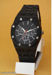 mettallic belt analog date watch for mens(Black)