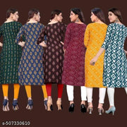 Women Printed Crepe Kurti (Combo Of 6)