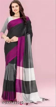 Trendy Colourful Cotton Blend Silk Saree