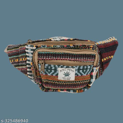 MYRIAD waist hemp bag Eco-Friendly Hemp Waist Pack for On-the-Go Adventures Functional Hemp Belt Bag for Hands-Free Living Size-(30 x 12 CM)