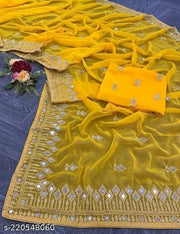 EMBROIDERY MIRROR SAREE