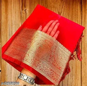 Banarasi Organza saree party wear (red color) Running Blouse piece