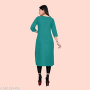 Solid Pack of 4 Casual Ethnic Plain A-Line American Crepe Fabric Light Weight Kurtis For Daily Use in Low Price