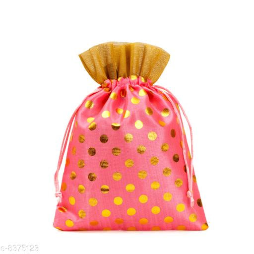 Stylish Ethnic Rajasthani Polka Dots Pink Potli Bag for Girls and Women - Medium size