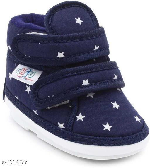 Chiu Baby Booties for Boys & Girls | Chu Chu Musical Sound Baby Shoes | Soft Cushioned Navy Blue Star Printed Lightweight Anti-Skid Kids Footwea