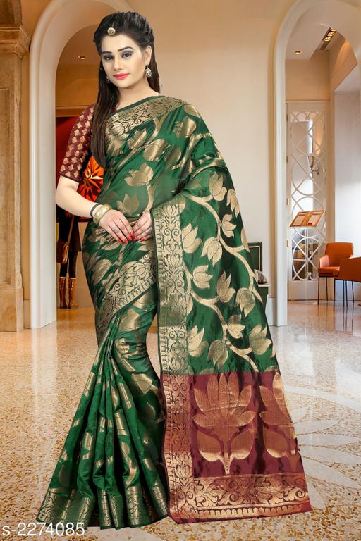 Banarasi Banarasi Silk Green Jaquard Saree With Blouse