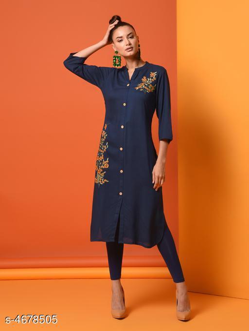 Women's Embroidered Rayon Kurti