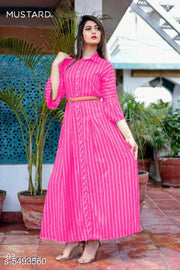 Women Poly Crepe A-line Stripe Kurti