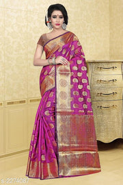Banarasi Banarasi Silk Pink Jaquard Saree With Blouse