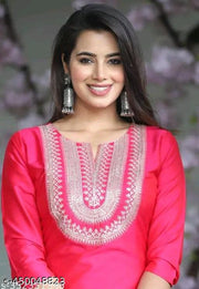 Aagam Drishya Kurtis traditional summer women’s Below 299 silk sky black color jacket magenta short pathani Neck Front Slit Plain Red Floor Length Office Wear Rayon Green Orange pink Chinese Collar Round Tunic Aagyeyi Ensemble Kurtis