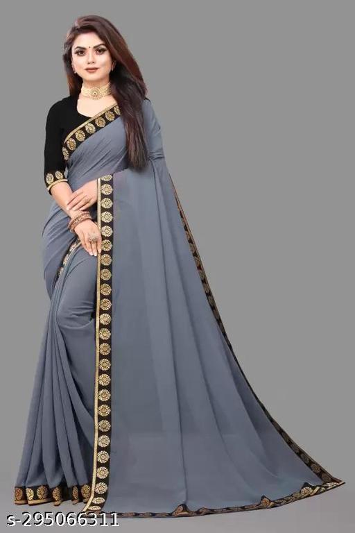 Solid/Plain Daily Wear Georgette Saree