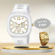 White Miller Analog Watch With MOR Ring