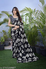 SHAGUN FAB Daily Wear Bollywood Style Floral Printed Saree For Women with Unstitch Blouse Piece