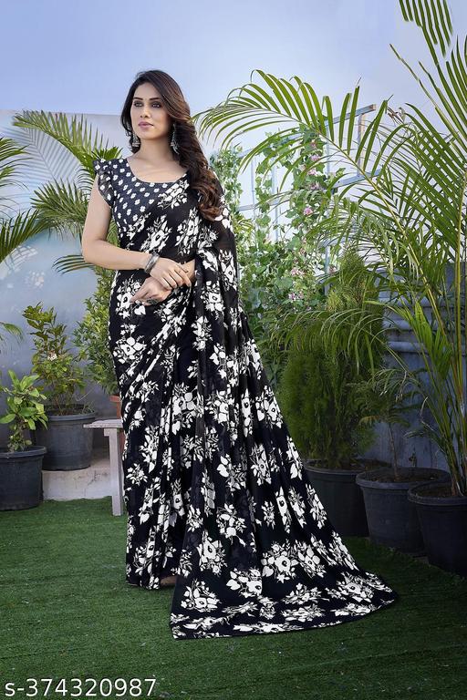 SHAGUN FAB Daily Wear Bollywood Style Floral Printed Saree For Women with Unstitch Blouse Piece