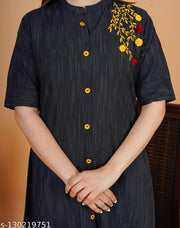 Women's cotton embroidery A-LIne kurtis