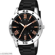 Yolako Copper Dial Silver Cash Black Pu Bump Belt Boy and Men Watch