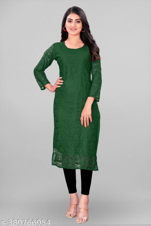 Elegant Net Fabric Embroidered Kurta for Women