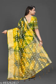 NEW FANCY ORGANZA SAREE  MULTY COLOUR SAREE