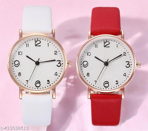 High Quality Round Dial Fancy Leather Belt Women Analog Watch(Pack of 2)