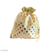Stylish Ethnic Rajasthani Polka Dots Cream Potli Bag for Girls and Women - Medium size