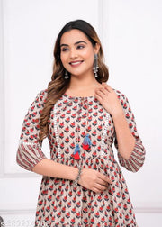 Woman Cotton Floral Printed Anarkali Kurta