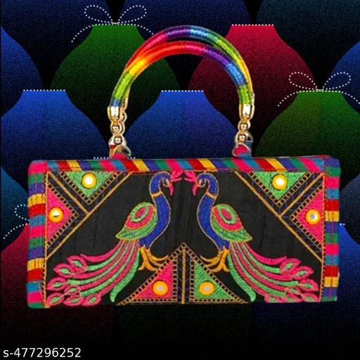 Rajasthani Jaipuri Ethnic Embroidered Women Girls Clutch, Hand Purses, Wallet | Women's Rajasthani Work Hand Purse/sling bag