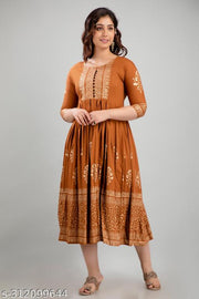 Women Rayon Printed Aaradhya Anarkali Kurtis