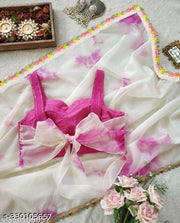 Woman Printed Organza Saree | Stitched Blouse Saree | Saree For Woman | Party Wear Saree | BollyWood Saree | Shibori Printed Saree |Organza Lace Saree Stitched Blouse |organza saree | organza sarees for women