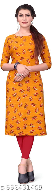 Women's Printed Black Crepe Kurti