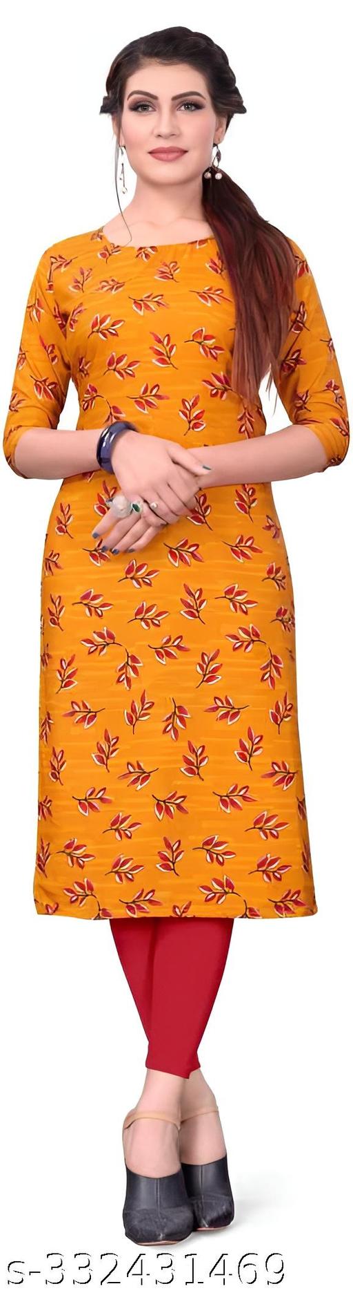 Women's Printed Black Crepe Kurti