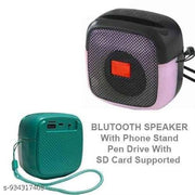4-in-1 Portable Bluetooth Speaker – Wireless Soundbox with Integrated Phone Stand, USB Pen Drive & Micro SD Card Support