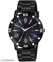 Black Dial Black PU Strap Watch For Boys And men