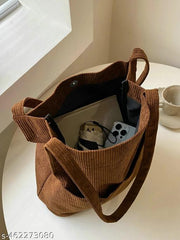 Lightweight Office Casual Corduroy Washable Bag for Teen Girls Women
