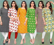 Women Printed Crepe Kurti (Combo Of 5)