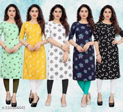 Women Printed Crepe Kurti (Combo Of 5)
