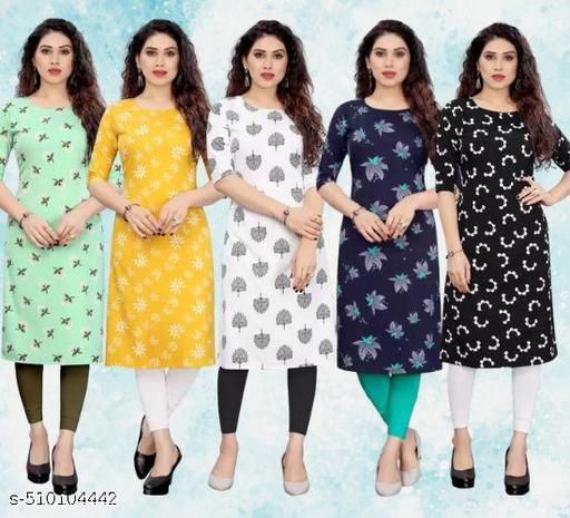 Women Printed Crepe Kurti (Combo Of 5)