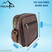 Vegan Leather Sling Cross Body Travel Office Messenger One Side Shoulder Bag for Men, Women & Boys