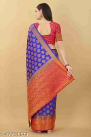 Banarasi Silk Blue Saree With Blouse